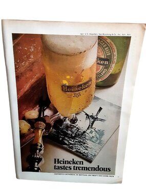 1975 Heineken Beer Vintage Print Ad Heineken Tastes Tremendous Holland